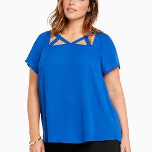 Torrid Size 1 - Georgette Cage Front Top - Blue